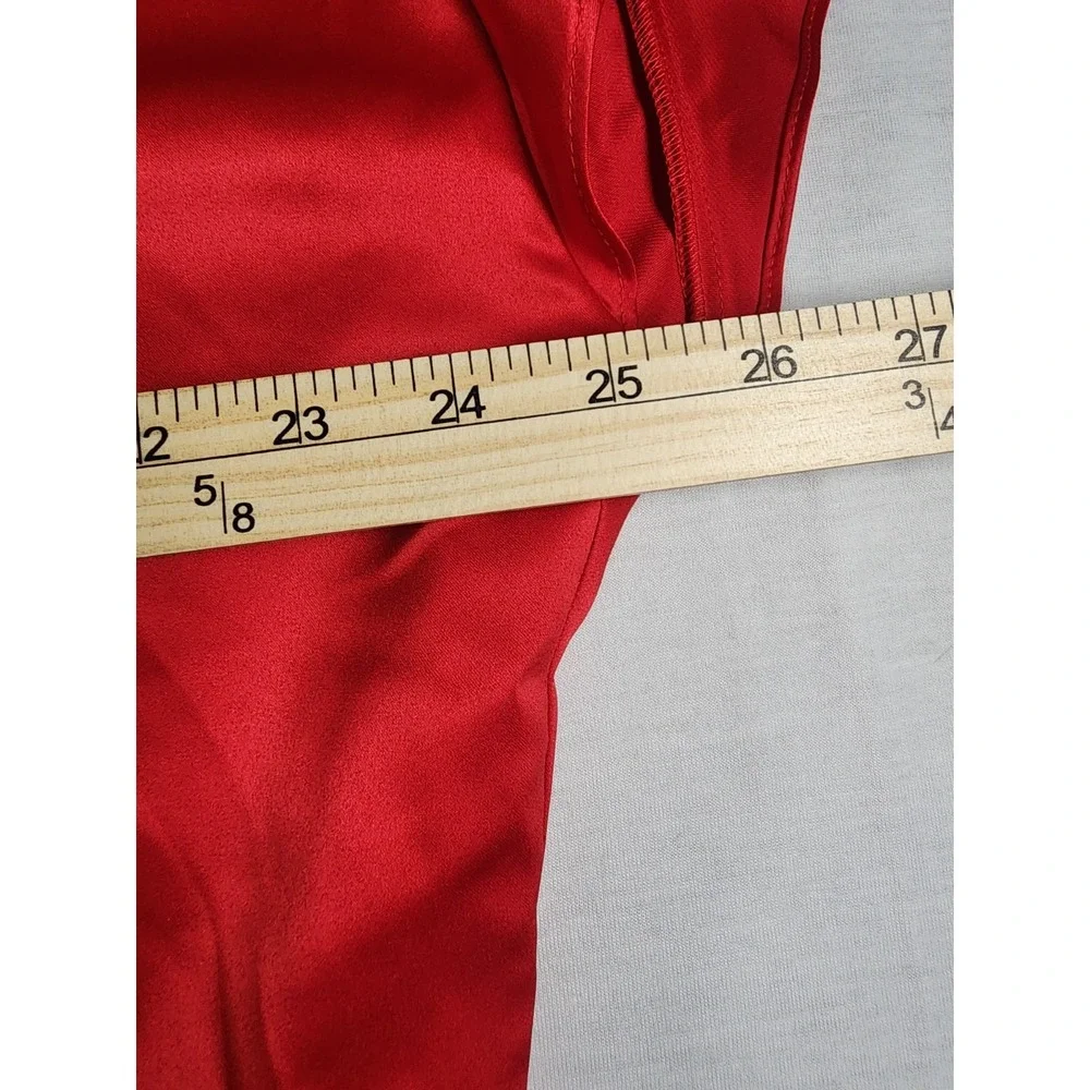 Victoria's Secret Robe Women OS Red Satin Love Heart Kimono Tie Ruffle Valentine